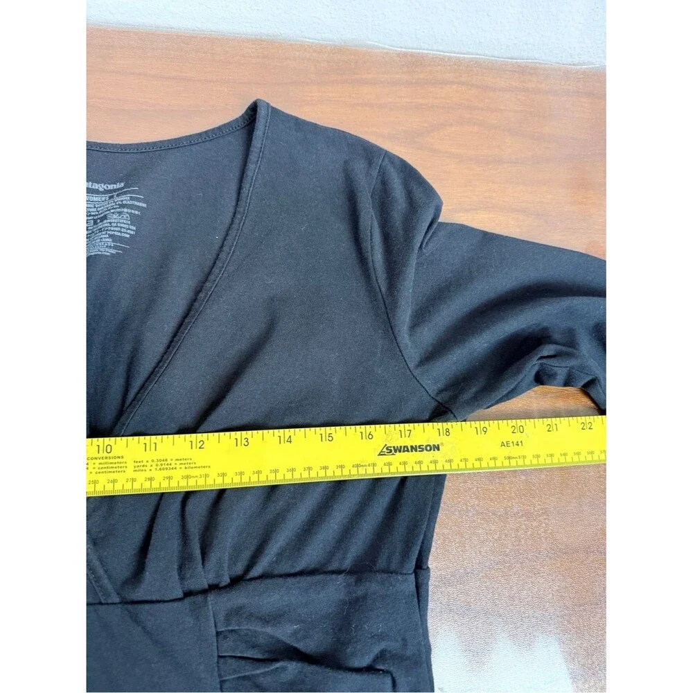 Patagonia Black V-Neck Organic Cotton Midi Dress L